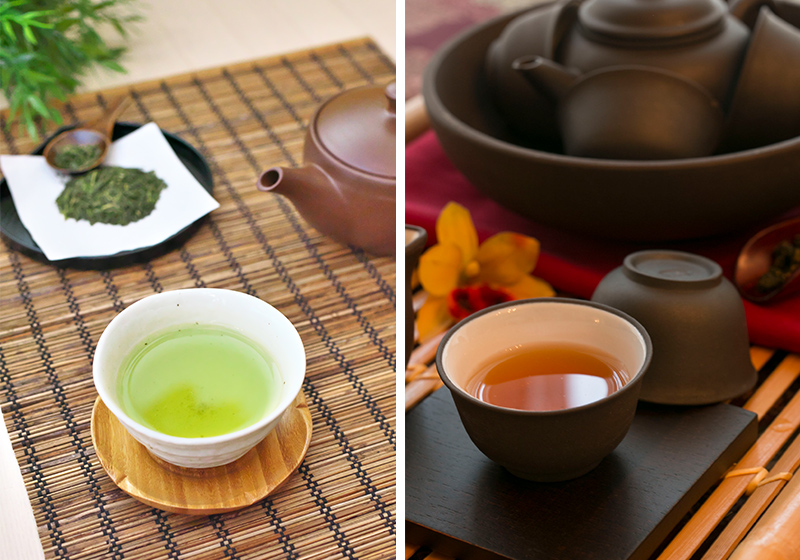 日本茶と台湾茶の比較写真