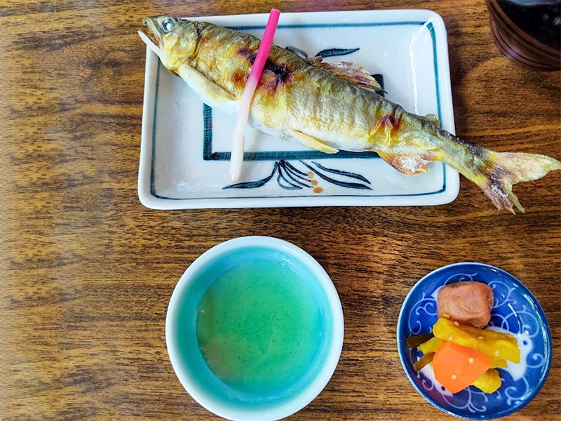 grilled ayu sweetfish at Osaka kawayuka in Minoh