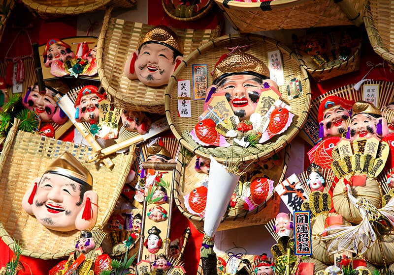 fukunomi decorations at toka ebisu festival Osaka