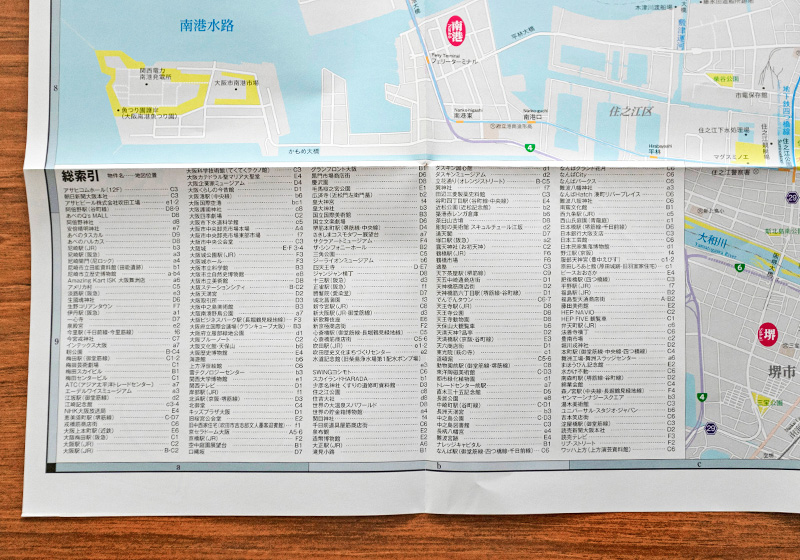 ユニプラン大阪でかマップの索引一覧