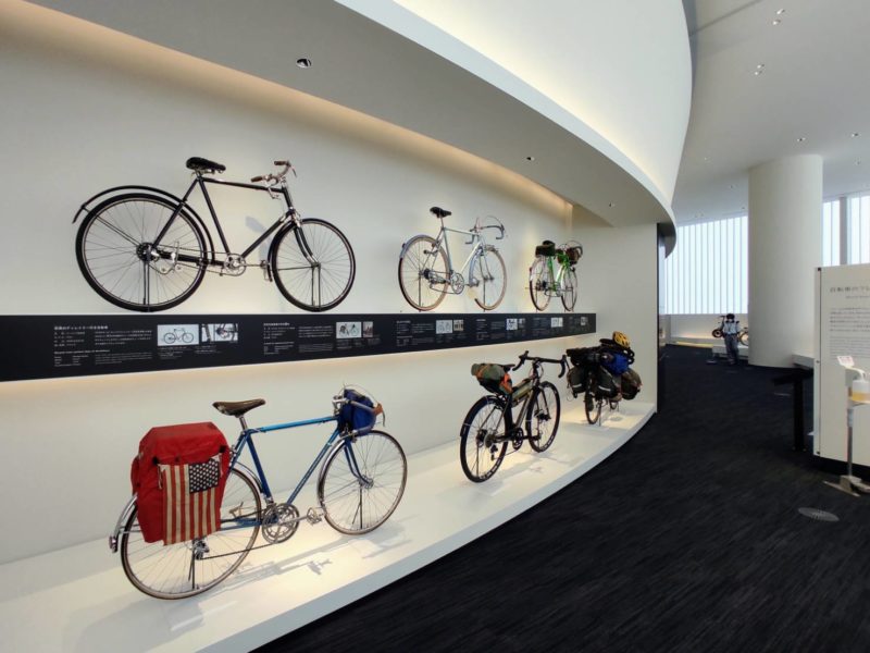 Sakai Bicycle Museum display showing bikes of many different styles from various time periods