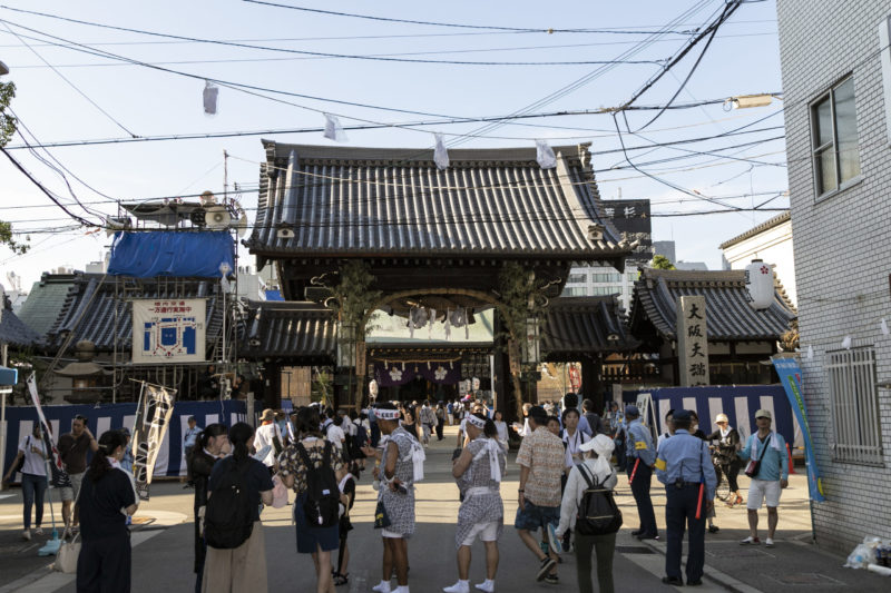 Osaka Tenmangu Shrine gate on Tenjin Festival day 1
