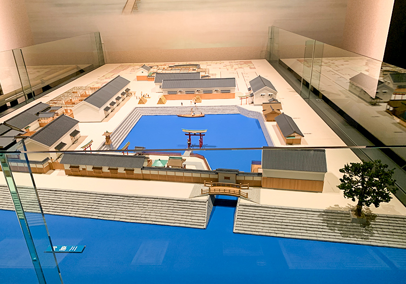 大阪歴史博物館に展示されている中之島の蔵屋敷のジオラマ