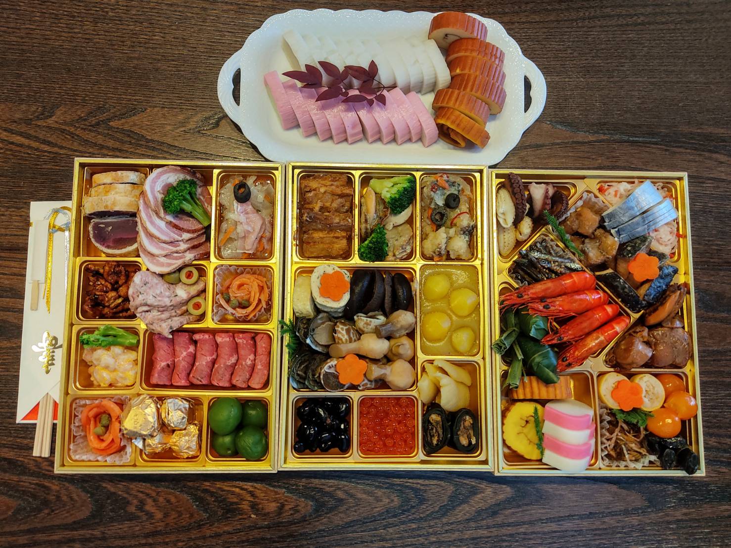 Japanese new year food, osechi ryori in boxes
