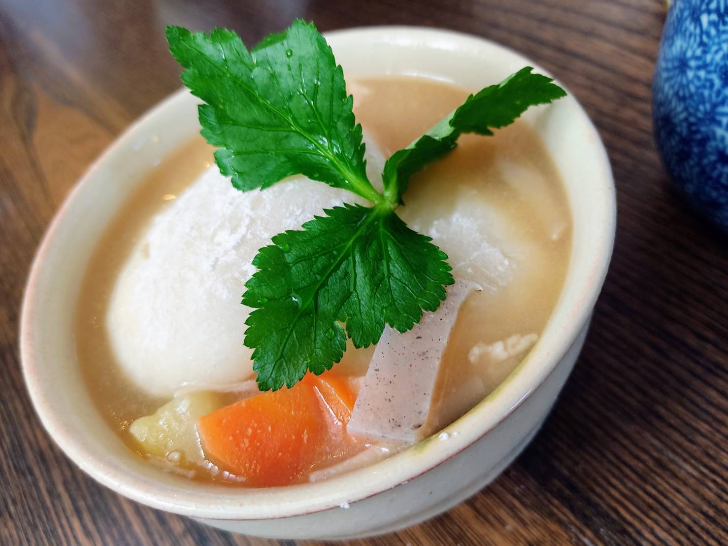 Osaka style ozoni soup with mochi and white miso