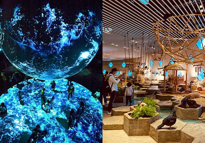 giant globe at Osaka's interactive aquazoo Nifrel/Expo City