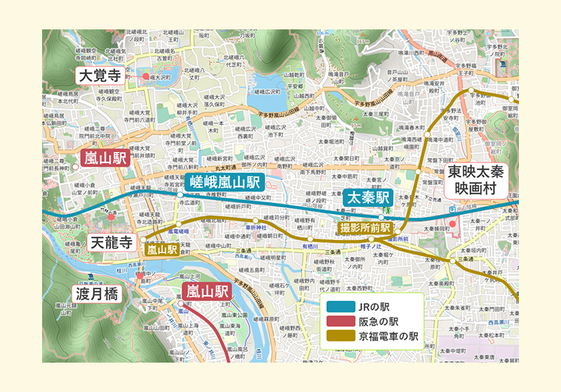 JR・阪急・京阪の大阪市内の路線図