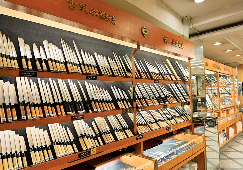 Japanese knife selection at Sakai Ichimonji Mitsuhide in Osaka